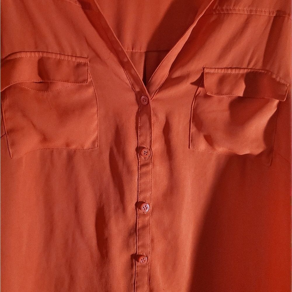New York & Company button long sleeve blouse - Picture 7 of 8